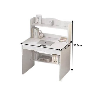 簡約時尚書桌，附多層置物架，學生辦公桌，小戶型書桌, 白色