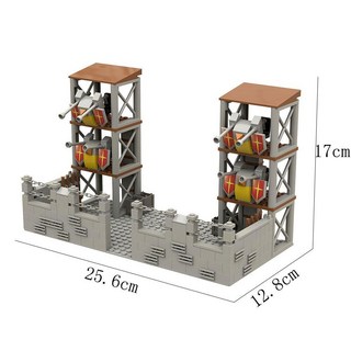 二戰軍事基地積木 積木玩具兼容小顆粒男孩拼裝哨塔哨站軍事人仔場景第三方基地機槍 軍事積木 二戰 系列, 1個, 防御哨塔（341pcs）