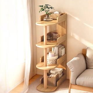 FONOW 틈새수납장 원목 협탁 선반 가정용 심플 수납장, 1개, B-원목 4단