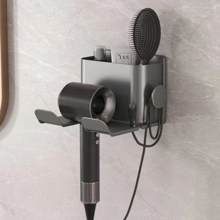 무타공 욕실 헤어 드라이기 거치대 드릴필요없는 부착형 벽걸이 보관대, 1개, 화이트 1개 세트