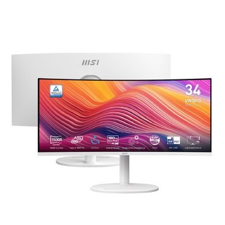 MSI 微星 34吋 Modern MD342CQP 曲面 2K 120Hz 電腦螢幕，超廣視野，高刷新率，護眼技術，提升工作效率, MD342CQPW 白（單主商品）