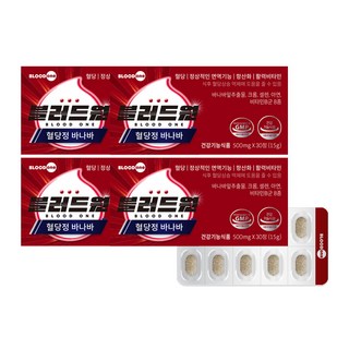 블러드원 혈당정 바나바 12종 기능성 비타민B 8종 바나바잎 추출물 크롬 아연 셀렌, 30정, 4박스