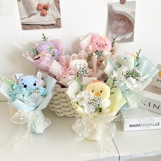 15cm迷你玩偶香皂花束/多肉滿天星花束/迷你小花束/小玩偶迷你花束/情人節花束/畢業花束/畢業禮物/生日禮物, 1個, 小兔(多肉滿天星＋香皂花),提袋等其他配件商品可至加購區挑選