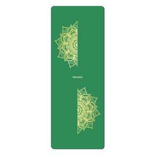 橡膠瑜伽墊防滑燙金5mm土豪墊PU瑜珈健身運動館初學者, 燙金曼陀羅-【草綠】, 1個