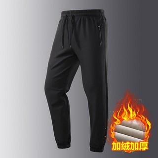 加絨運動長褲 男款冬季保暖休閒褲 中年爸爸防寒褲