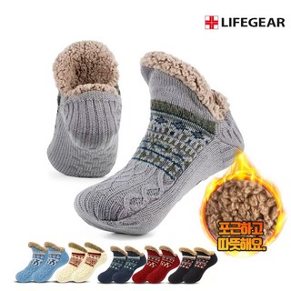 LIFEGEAR 북유럽 인디언 패턴 남녀공용 미끄럼방지 보온 덧신 노르딕 수면 발열 양말 고급형 발열 두툼한 단열 스키 낚시 겨울철 야외활동 차박 캠핑용 보온용품