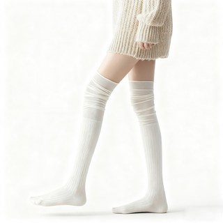 Serlace 韓系針織大腿襪堆堆襪 - 過膝長腿襪，時尚百搭JK襪