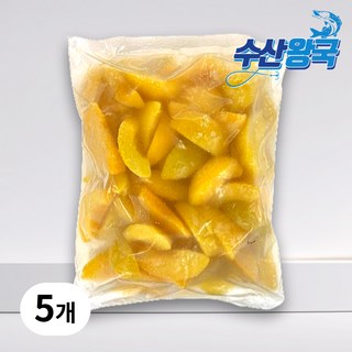 수산왕국 냉동 황도 복숭아 슬라이스, 5개, 1kg