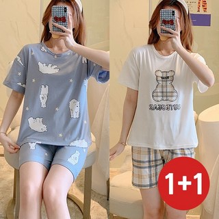 제이로그 (2세트) 반팔 여름 잠옷 홈웨어 상하세트 BB위드곰