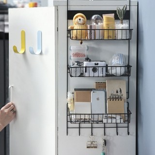 무타공 냉장고 사이드랙 철제 양념선반 틈새 주방 걸이 선반 거치대 2단, 2단 블랙