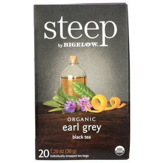 Steep by Bigelow 얼 그레이 홍차 티백 20개입 박스 카페인 홍차, 1 Count (Pack of 1), 1개