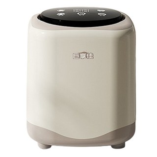 【LADUTA 拉布塔】10L全自動迷你洗衣機 大容量襪子內衣寶寶衣物廚房清洗洗脫一體, 10L全自動-卡其色【不銹鋼內筒+藍光】, 卡其色, 10L全自動洗衣機