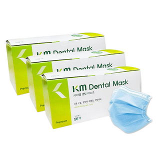 케이엠 덴탈마스크 50매 일회용마스크 병원마스크, 3개, 50매입