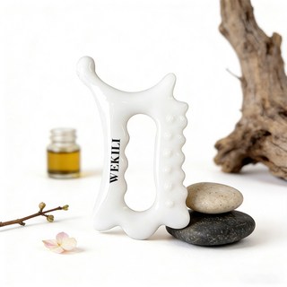 WEKILI 괄사 마사지기 얼굴 두피 바디 목 림프 승모근 지압 마사지 전신 디톡 도구 세트, 화이트, 1개