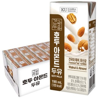 [건국우유] 호두아몬드 두유 24팩, 190ml, 24개