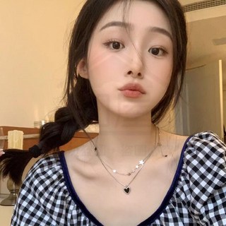 全店折扣 小紅書夏日甜酷愛心黑色雙層流蘇小衆項鍊冷淡高級輕奢氣質鎖骨鏈