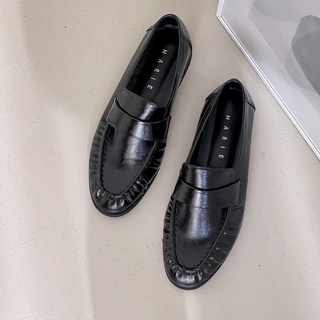 글로시 셔링로퍼 둥근코 유광 주름로퍼