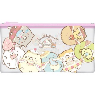 角落小夥伴正版授權透明扁筆袋 可愛角落生物 恐龍白熊貓咪炸豬排企鵝收納袋, 粉色, 1個