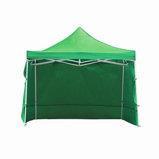 3M*3M 炊事帳 遮雨棚 客廳帳 戶外遮陽伸縮帳 停車棚 展售棚 露營棚 防積水遮陽篷, 綠色頂布+骨架+三面圍布+收納袋, 綠色