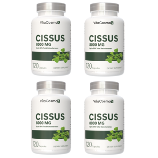 미국직배송 VitaCosmoX 시서스 추출물 Cissus 고함량 고농축 8000mg 케토스테론 50% 시서스캡슐 시서스 가루 분말, 4개, 120정