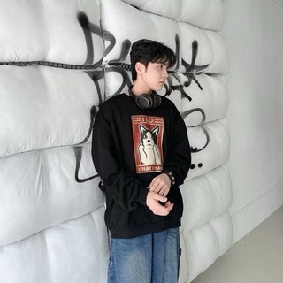 韓版中指貓刷毛大學T - 寬鬆OVERSIZE保暖衛衣