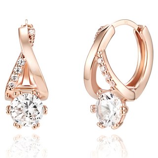 Elle Accessories 女款14K閃鑽金針圈形耳環 ELGPEE461