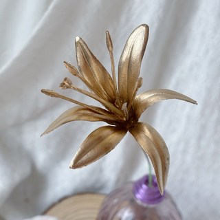 銀杏插飾 過年桌花擺飾 銀柳裝飾 春節盆花材料 人造銀杏葉 開運裝飾 新品「如意百合」花朵約6cm, 新品「如意百合」花朵約6cm-長約,尺寸如文字說明, 1個