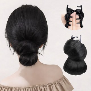 쓸리미너 집게핀 똥머리 로우빈 여성 올림머리 가발 집게핀, 1개, 자연블랙