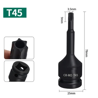 구멍이 있는 Torx 드라이버 비트 1/2 드라이브 소켓 Torx 스타 헤드 CR-V 소재 자동 수공구 전체 길이 78m, 06 T45 1pcs