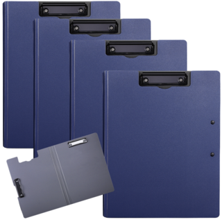 웰컴투 가로세로 양방향 고급 덮개형 A4 클립보드, 네이비진, 4개입
