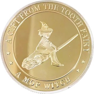 牙仙子金幣 星座金幣 鍍金紀念幣 兒童換牙禮物 許願幣 20款, 魔女-牙仙子金幣, 1個