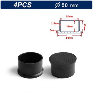 4PCS 22-80mm 라운드 블랙 PVC 부드러운 고무 파이프 슬리브 튜브 팁 프로텍터 가구 발 테이블 의자 다리 엔드 캡 커버, 50mm, 4개