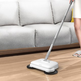 퀸나 트리플 브러쉬 먼지통 일체형 빗자루, 화이트_1, 1개