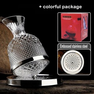 크리스탈위스키 병 컵 세트 디켄터 고급 크리스탈 유리 디캔터 3 회전 텀블러 디펜서 샴페인 위스키 와인 선물 바 장식 제품 1ml, 1개