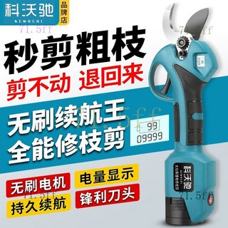 臺灣出貨 品質保證 保固一年 【高硬度碳鋼】德國電動修枝剪強力鋰電剪刀果樹剪粗枝剪園藝園林樹枝剪刀, 1個, 原裝科沃馳-專業樹枝修枝剪,4.0活動款一電一充+豪禮