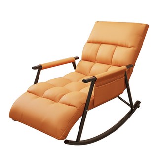 懶人折疊躺椅 可躺可睡多功能沙發床 搖椅/午休椅/宿舍陽台椅 免安裝, 桔色(送置物袋)