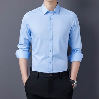 長袖襯衫男女新款竹纖維免燙高檔白色商務襯衣情侶款職業裝上班翻領黑色多色防皺西裝男裝上衣