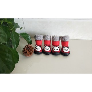 FX00186 애견 반려견 신발 겨울 강아지 방수 미끄럼 방지 슈즈 털신발 초경량 양털 산책 야외 발보호 말랑화 부츠, 커피색, 1개