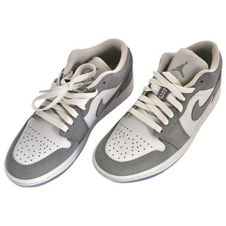 NIKE 耐吉 JORDAN 喬丹 Air Jordan 1 Low 女子運動文化鞋, 24cm, 灰色 + 白色