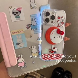 티류으스 키티 입체 리본 호환 갤럭시 S25 엣지 핸드폰 케이스 S24/S23+ 귀여운 S22 마그네틱 투명 케이스, 갤럭시  S21 울트라, 체리 KT Cat+ 스탠드