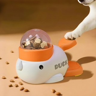 YANGTA 고양이와 강아지의 지능 향상을 위한 덕 모양 간식 발사기, 1개, 화이트