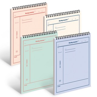 MUNID 活頁上翻 7.5mm 康乃爾橫線筆記本 4種套組, 象牙白+橘色+綠色+藍色, 1套