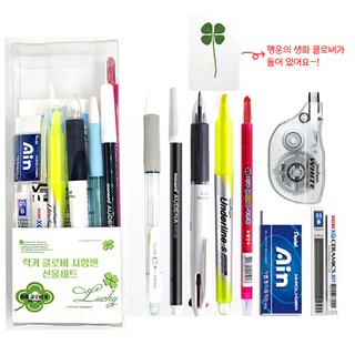 생화 클로버 시험 펜세트 합격기원 수능샤프 컴퓨터용 사인펜, 1개, 클로버문구펜세트
