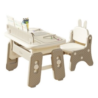 哩哩摳摳兒童書桌 兒童桌椅 高度可調附畫板 兒童椅 成長型書桌 學習桌 遊戲桌[現貨秒發], 灰色