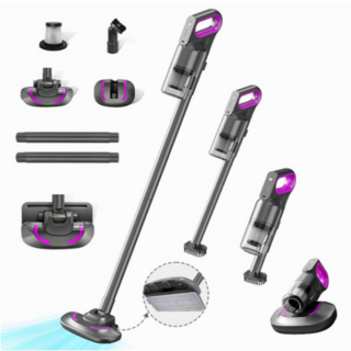 RichMagic 핸디형 3 in 1 스틱 청소기 BLDC 무선 원룸 청소기 미니 소형 핸디형 핸드 진공 청소기, 그레이퍼플