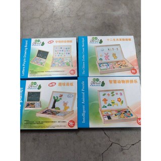 翔翼玩具 木頭雙面磁力畫板，白板磁鐵畫板拼拼樂，安全認證數字教學畫板, 1個, 72327磁鐵畫板/款式隨機出貨