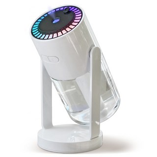 다이아큐브 저소음 탁상용 차량용 초음파 미니 가습기 별빛레이저 조명 분사각도 조절가능 USB 전원 필터 리필 5개, 화이트