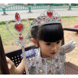 兒童 公主髮箍飾品, 紅色｜皇冠魔法棒套組 AP009, 1個