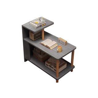 灰色三層置物邊桌，客廳小邊几，沙發旁收納桌，簡約床頭櫃, 莫蘭迪灰色