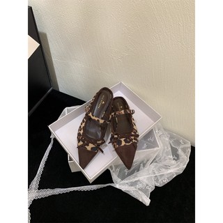 瑪麗珍娃娃鞋 蝴蝶結尖頭平底單鞋, 豹紋,35, 35